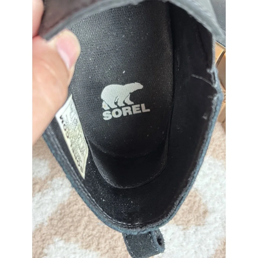 Sorel Women's Evie Boot Hidden Wedge Heel Bootie Black Suede Pull on, Size 9.5